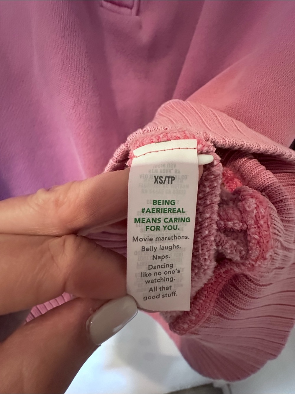 Aerie, OhSnap Playful Pink pullover sweatshirt, size XS - Picture 4 of 4